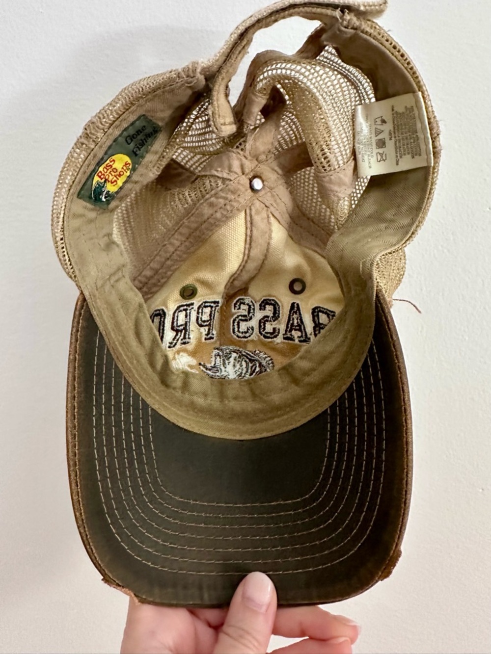Bass Pro Shops 1972 Gone Fishing Trucker Hat Brown Tan Distressed GrandpaCore - Picture 2 of 6